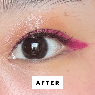 A closeup eye shot of Allure commerce editor Sarah Han after applying the Maybelline New York Lash Sensational Sky High...